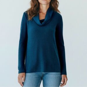 J. Jill Women's Cowl Neck Waffle Knit Terry Cloth Tunic XS